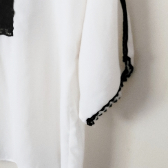 Zara Basic Collection White Lace Trim Relaxed Fit Blouse Top Small - Picture 5 of 6